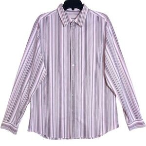 ELIE TAHARI Mens Striped Button Down Long Sleeve Dress Shirt Gray Size L EUC